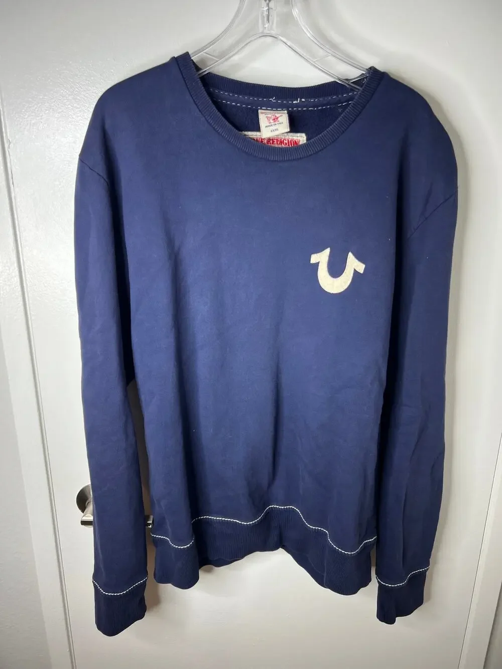 True Religion Men's Y2K Crew Neck Pullover Sweatshirt Blue ~ Size XXXL